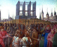 Сожжение тамплиеров по решению организованного Филиппом IV суда. Старинная книжная миниатюра